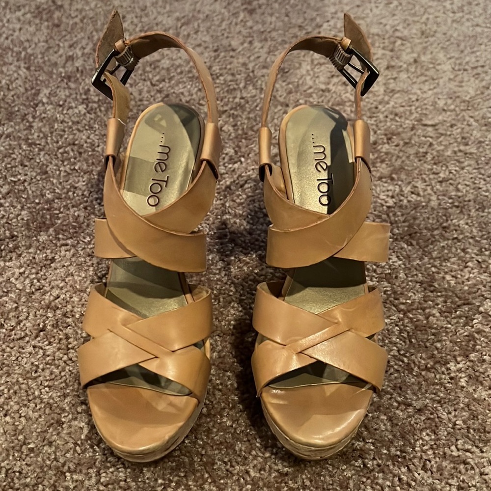 Adorable cork heeled wedges